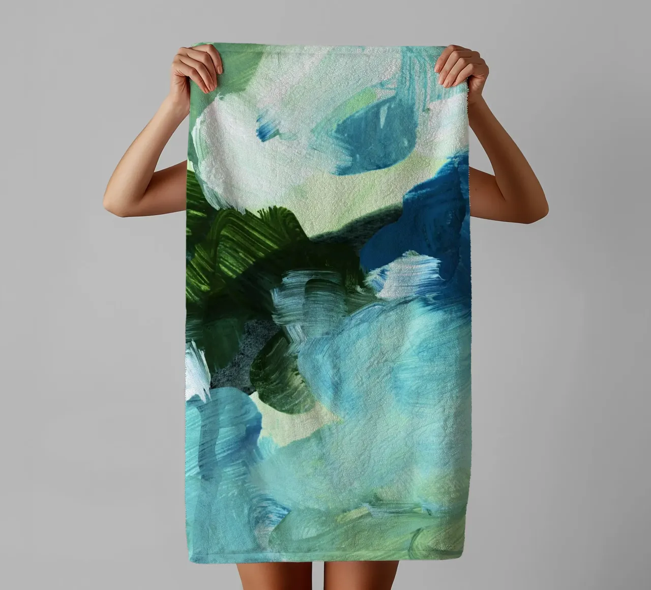 bluegreen brushstrokes asciugamano da bagno da IRIS LEHNHARDT FINE ART