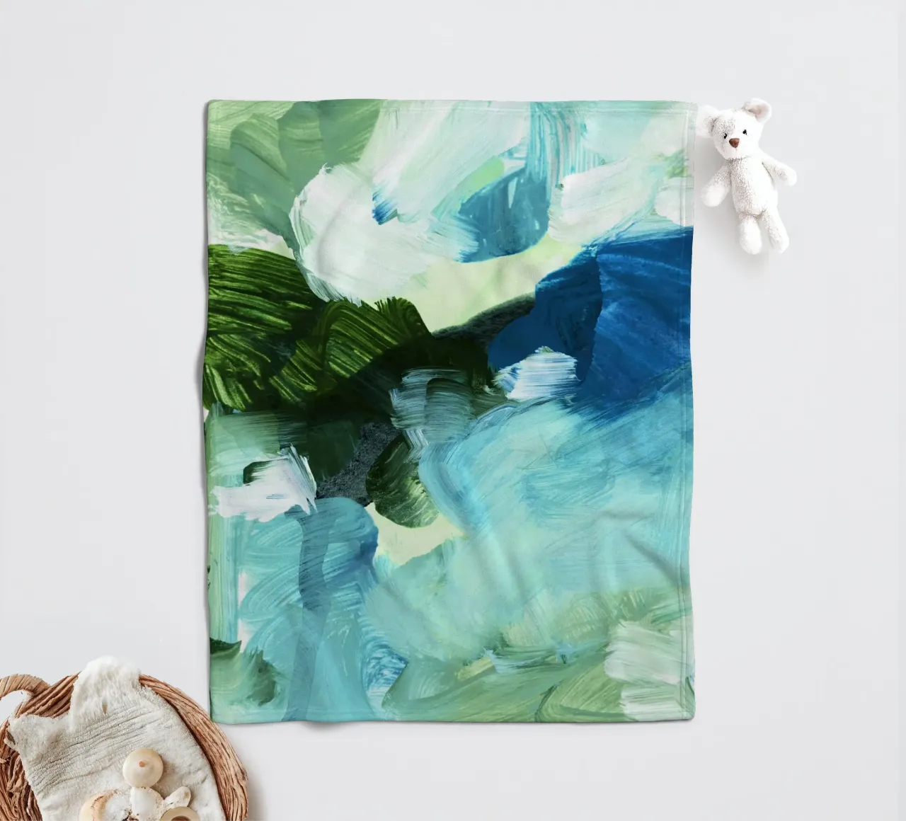 bluegreen brushstrokes coperta in pile da IRIS LEHNHARDT FINE ART