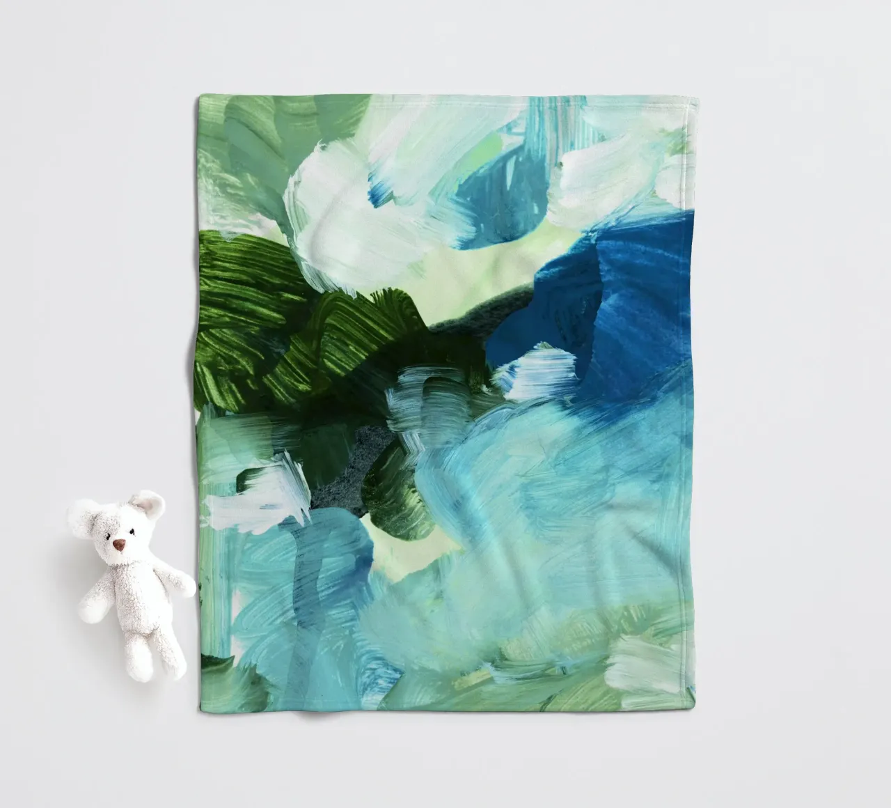 bluegreen brushstrokes coperta in pile da IRIS LEHNHARDT FINE ART