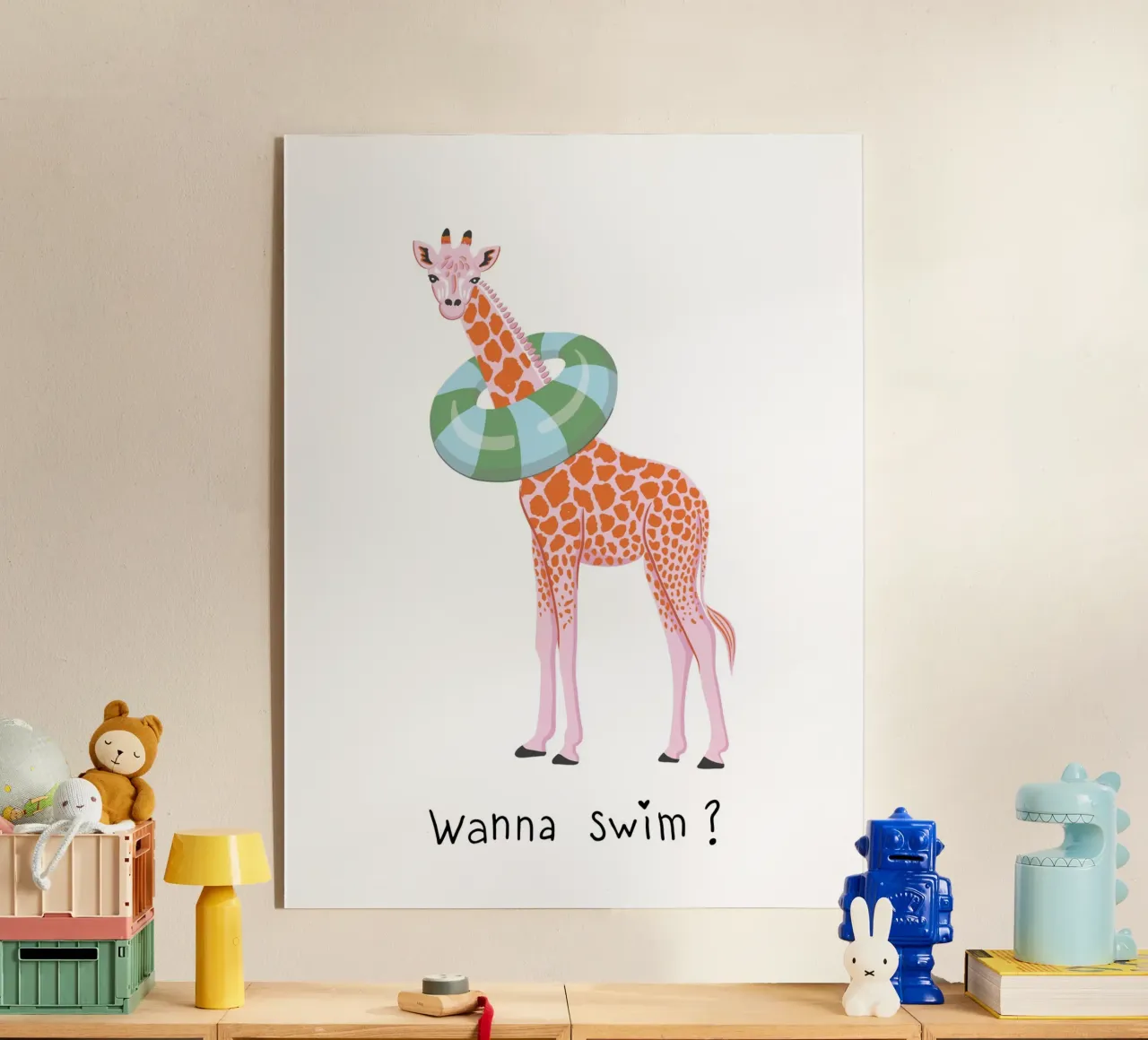 Wanna swim? Giraffe with float acrylic glass by Vivdesign