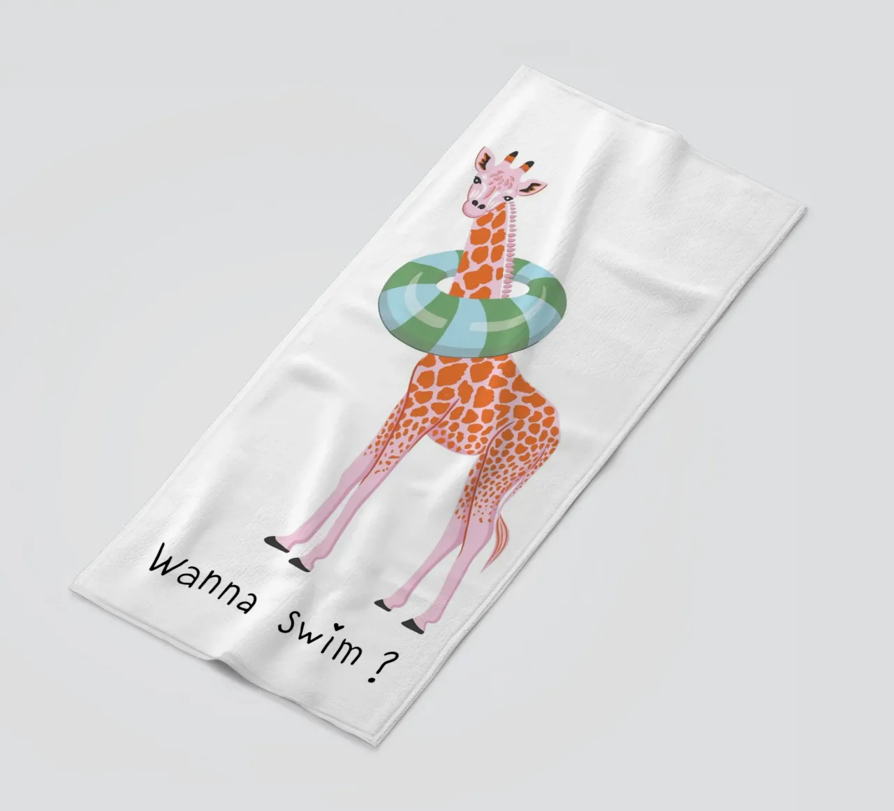 Wanna swim? Giraffe with float telo mare da Vivdesign