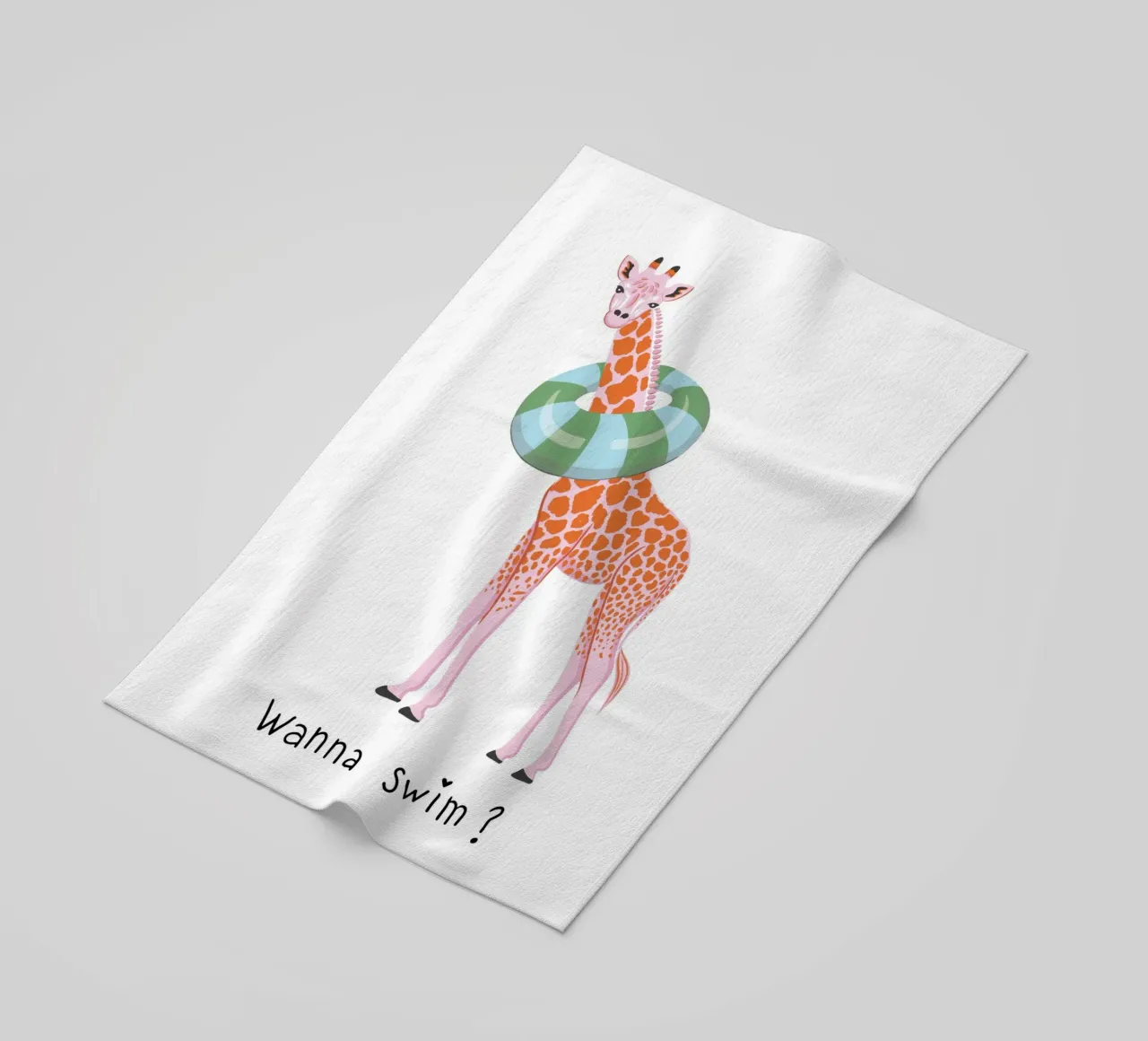 Wanna swim? Giraffe with float telo mare da Vivdesign