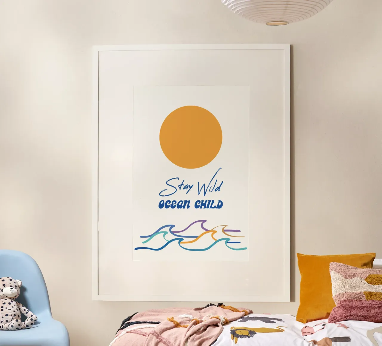 Stay Wild Ocean Child poster con telaio in legno da pierosvisuals