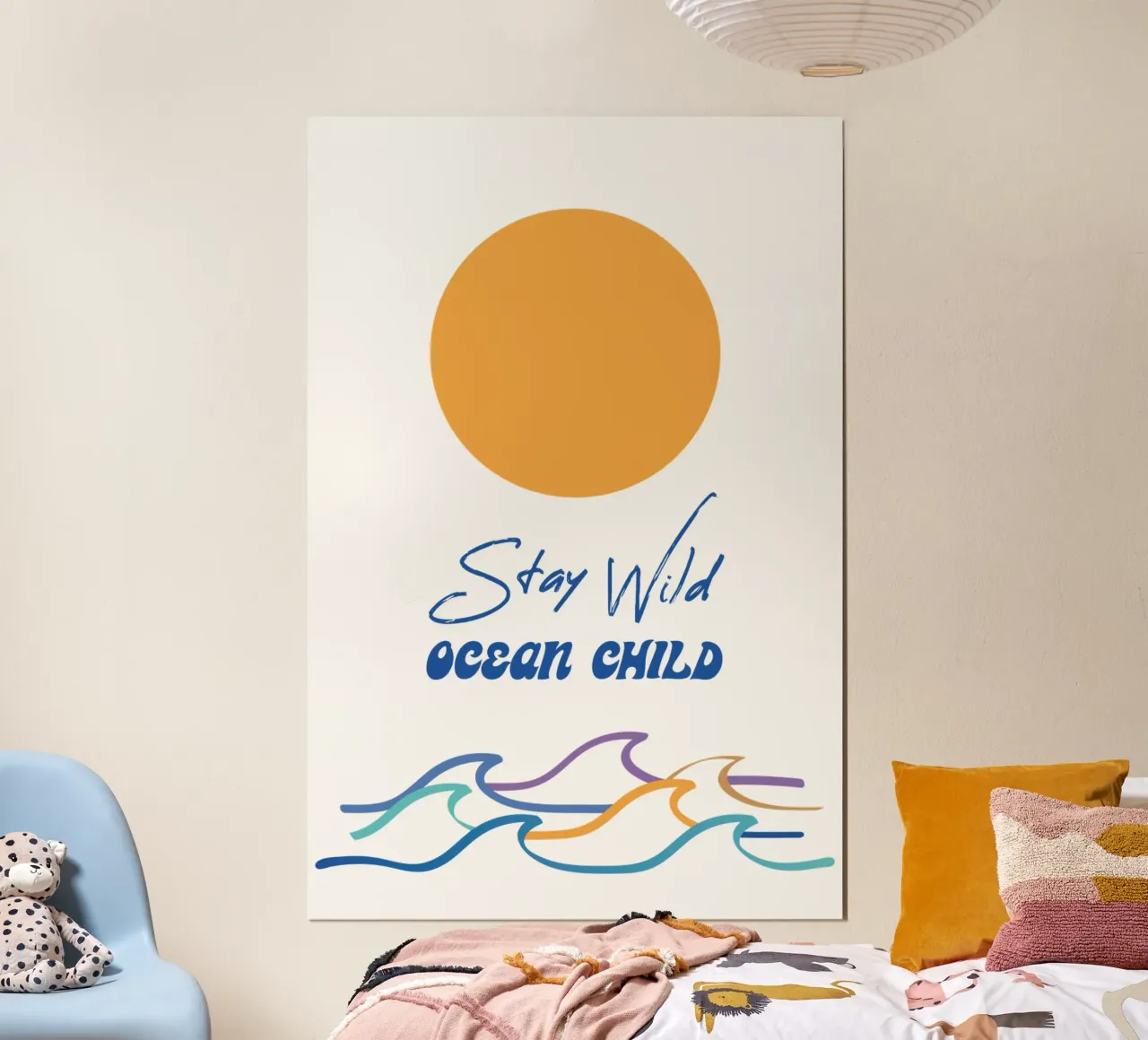 Stay Wild Ocean Child poster con telaio in legno da pierosvisuals
