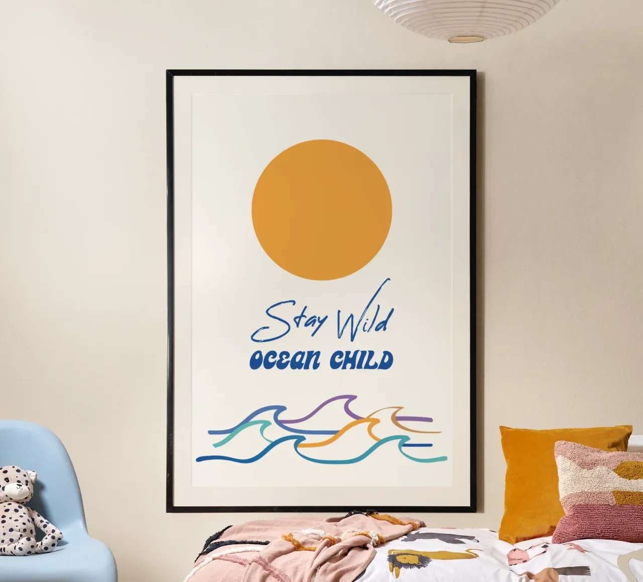 Stay Wild Ocean Child poster con telaio in legno da pierosvisuals