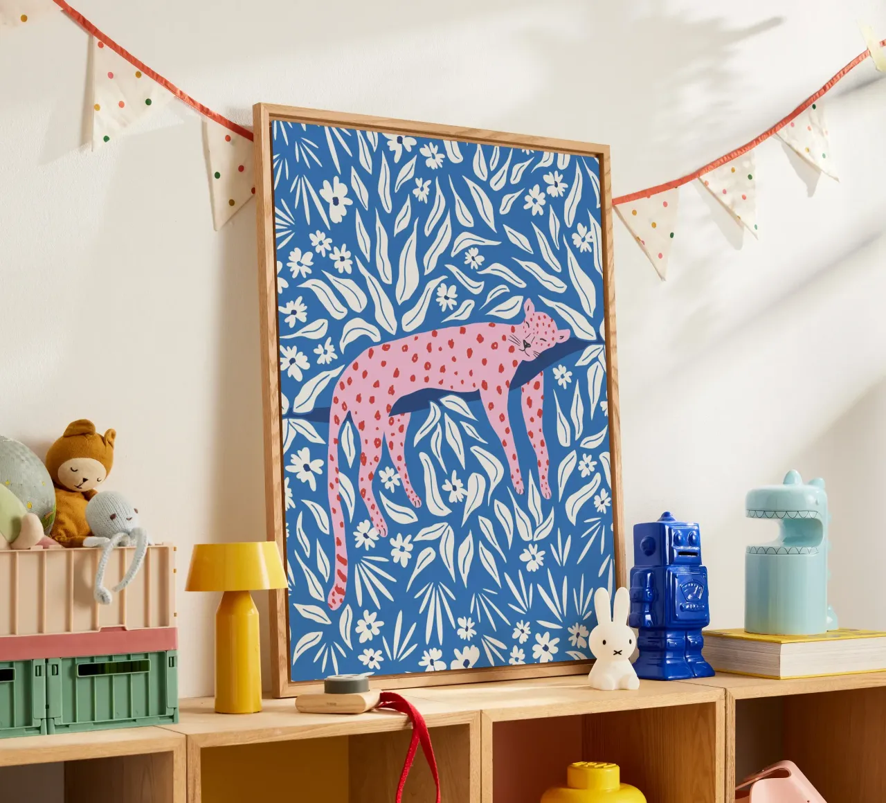 Sleeping leopard vibrant pink red and blue plexiglass da Vivdesign