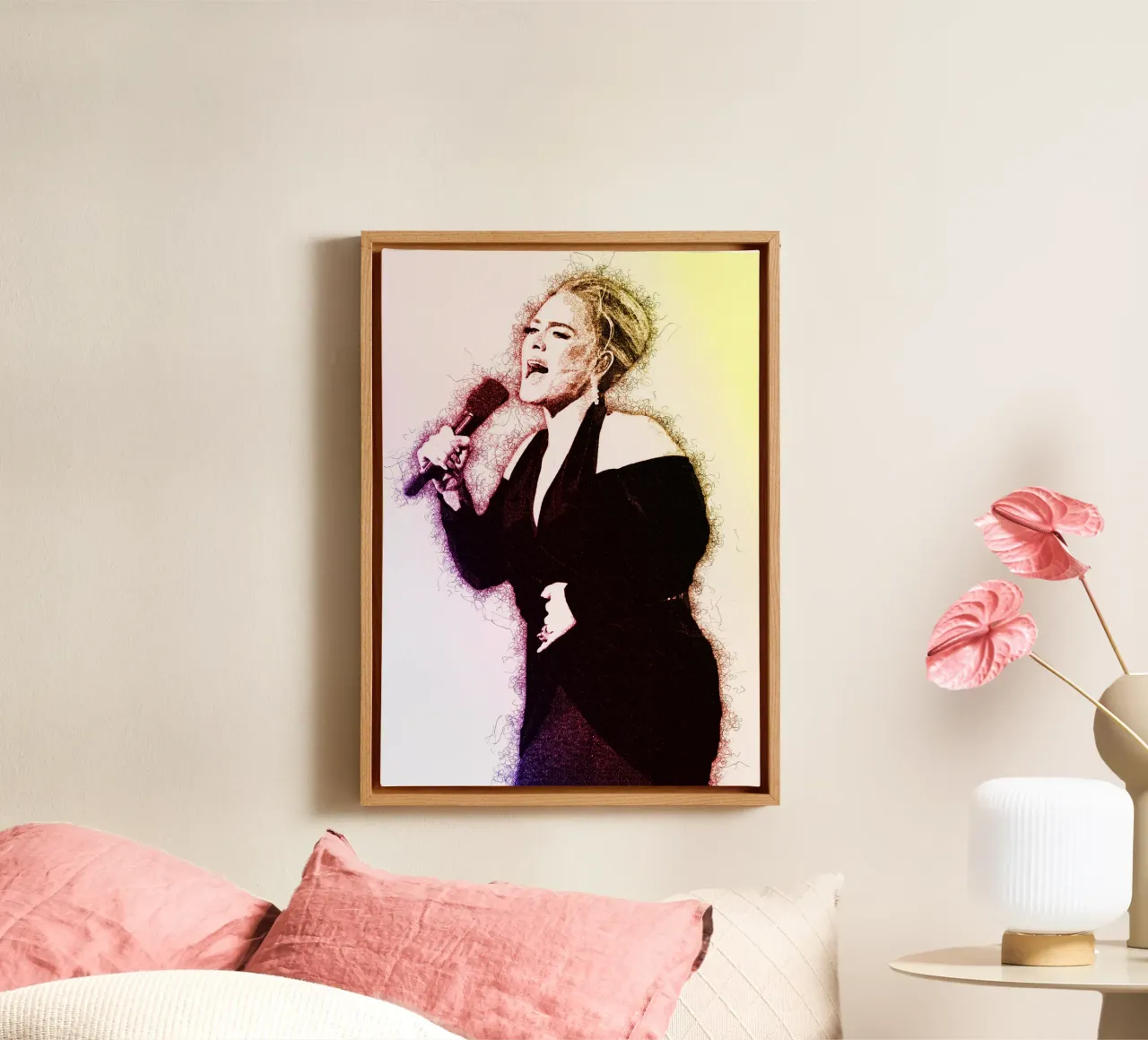 Scribble of ADELE canvas with Floater frame by neonartroom