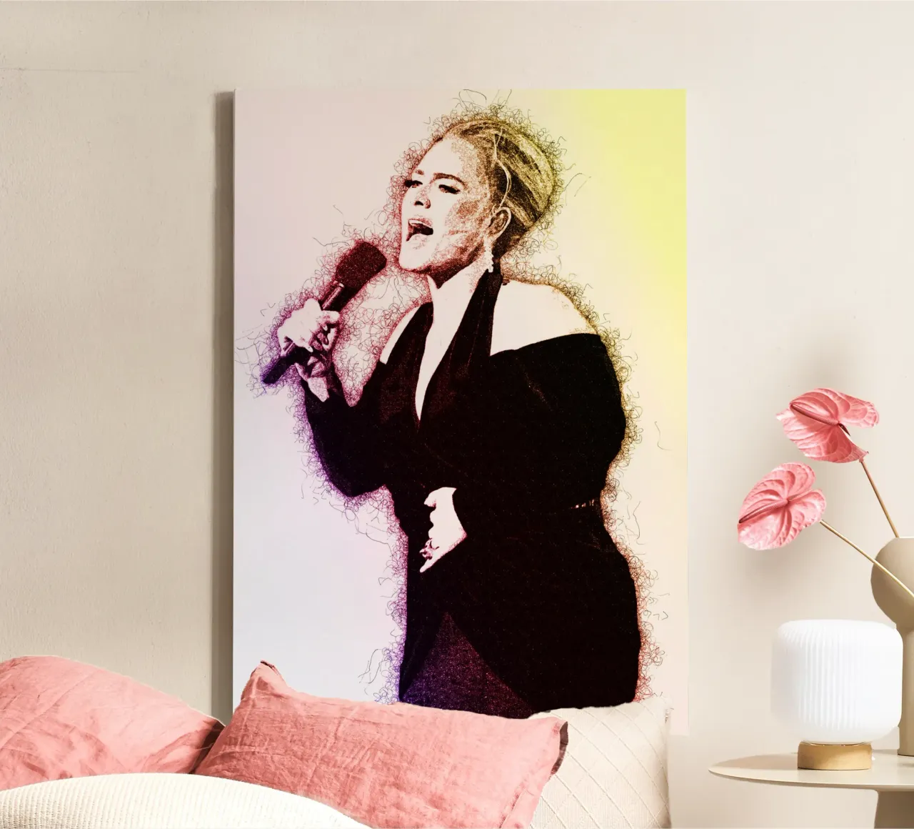 Scribble of ADELE canvas with Floater frame by neonartroom