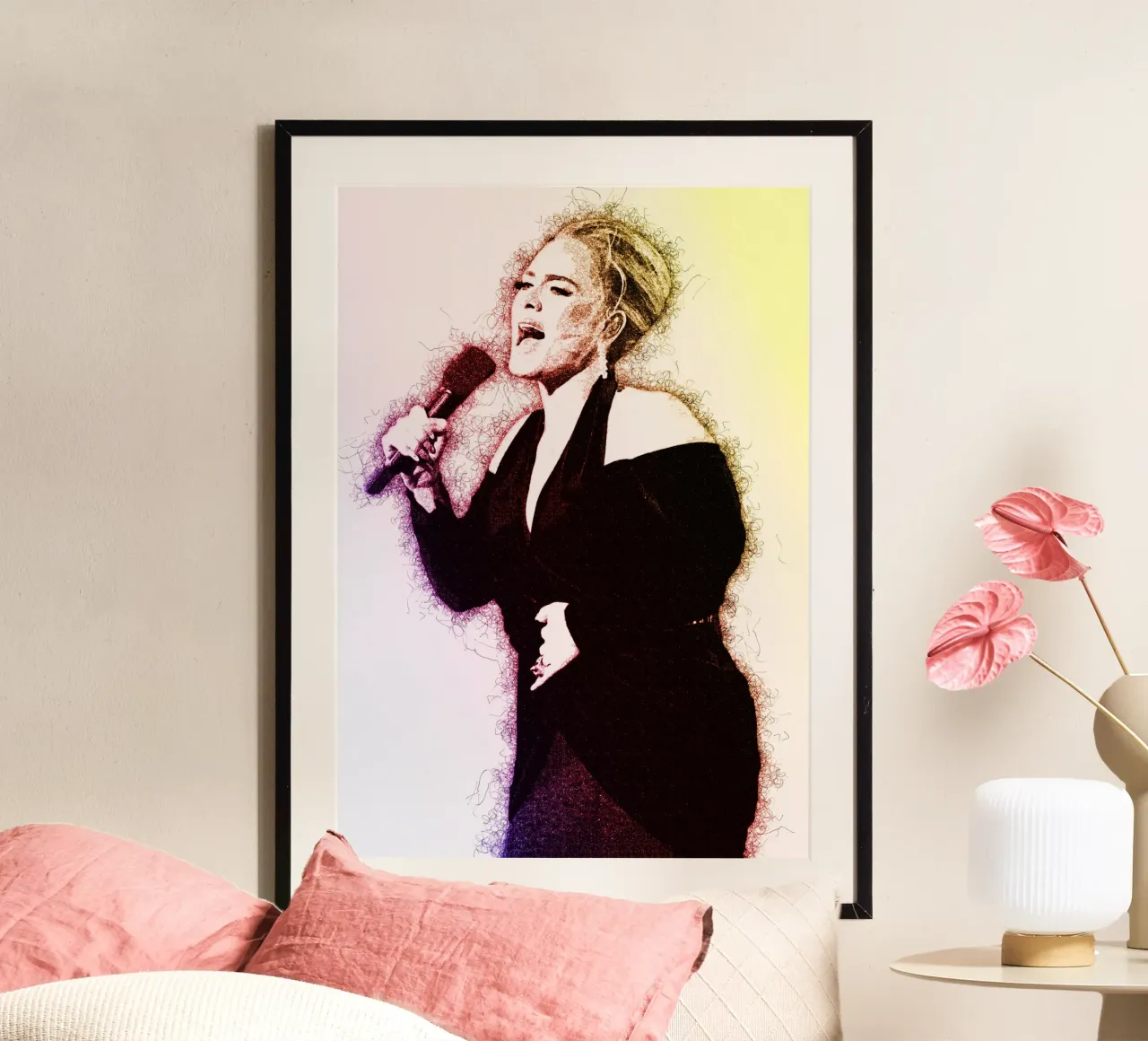 Scarabocchio di ADELE poster con telaio in alluminio da neonartroom