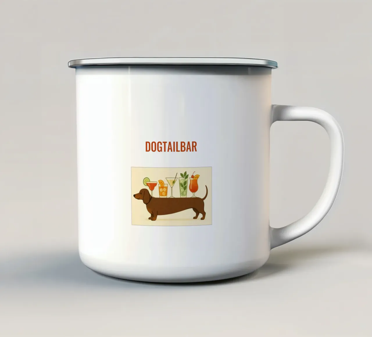 Dogtailbar taza de esmalte de Made in Bavaria