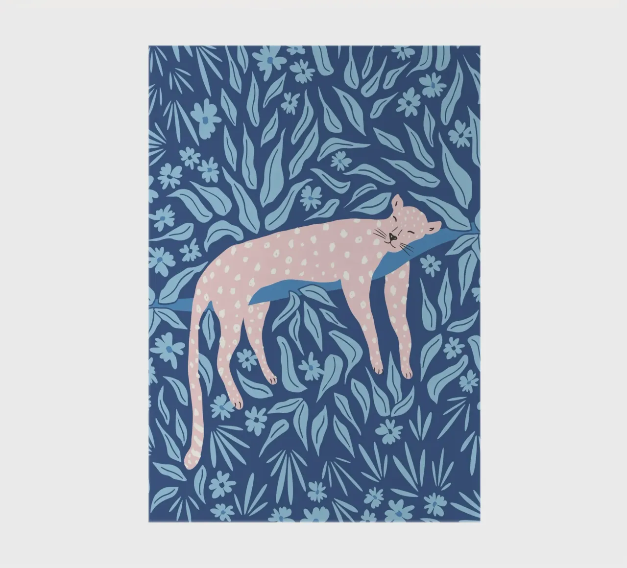 Sleeping leopard - dark blue and blush pink notebook by Vivdesign