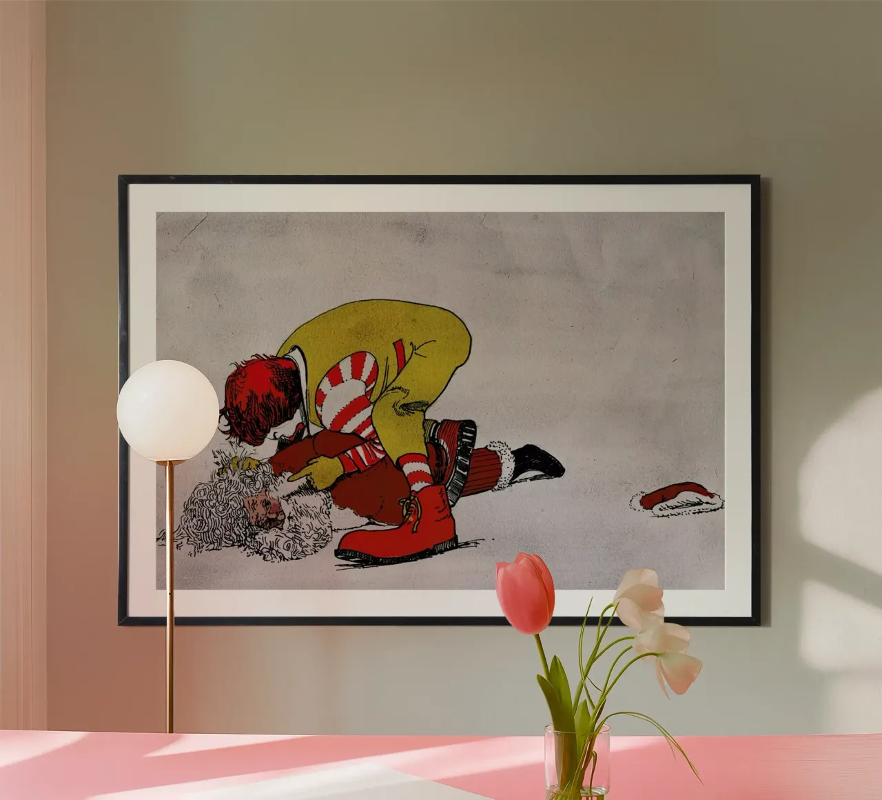 Ronald vs Santa poster con telaio in plastica da Alex Egea