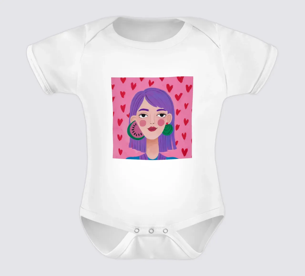 Lila Traum mit Herz Kurzarm Babybody von Ivory Frame