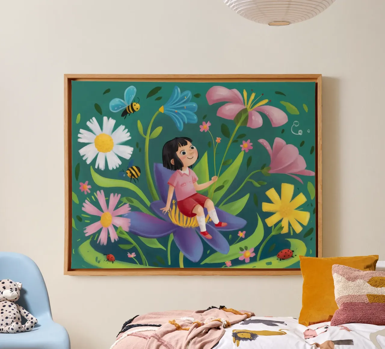 Grillige tuin sereniteit canvas met Baklijst van Ivory Frame