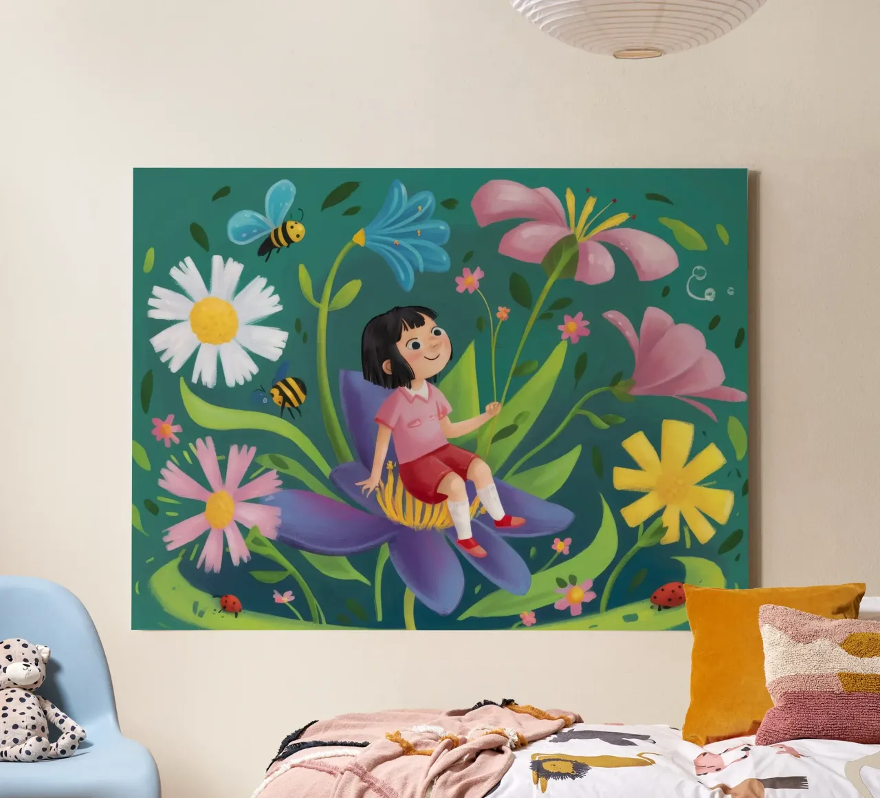 Grillige tuin sereniteit canvas met Baklijst van Ivory Frame