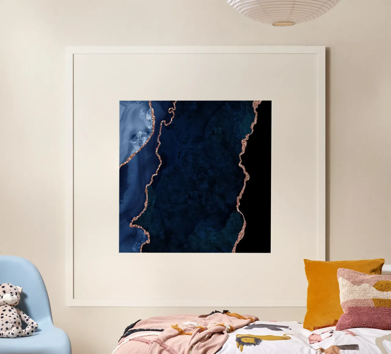 Texture agata marina e oro rosa 15 poster con telaio in legno da Gemstone Textures
