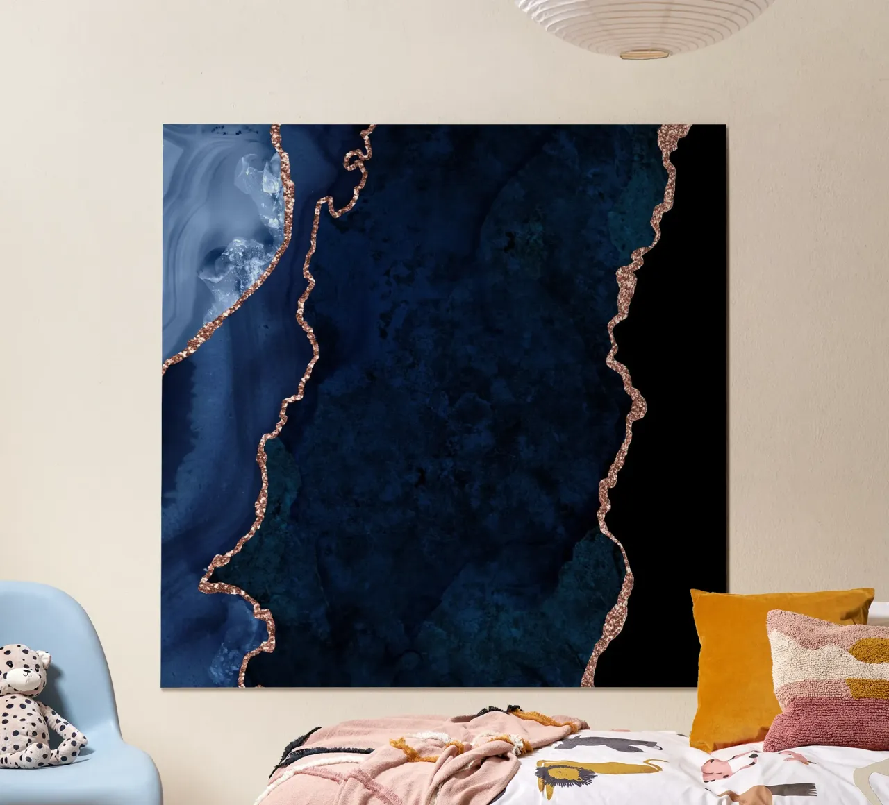Texture agata marina e oro rosa 15 poster con telaio in legno da Gemstone Textures