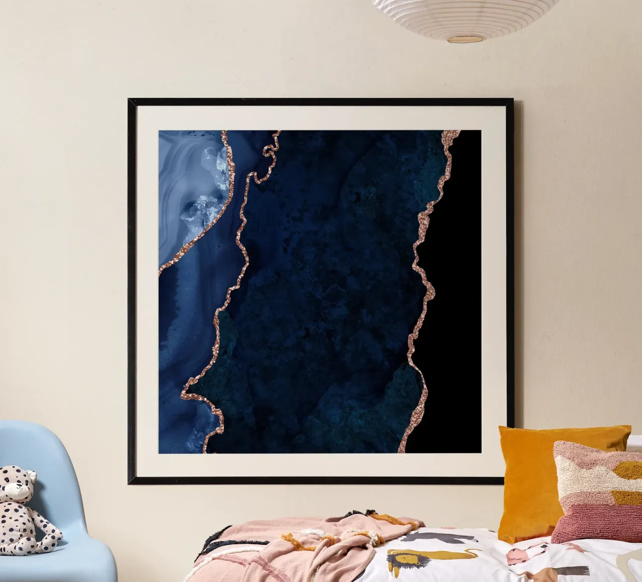Texture agata marina e oro rosa 15 poster con telaio in legno da Gemstone Textures