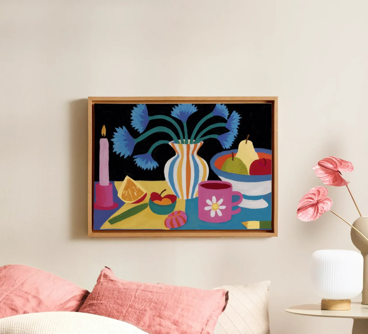 Vibrant Still Life canvas by Ivory Frame