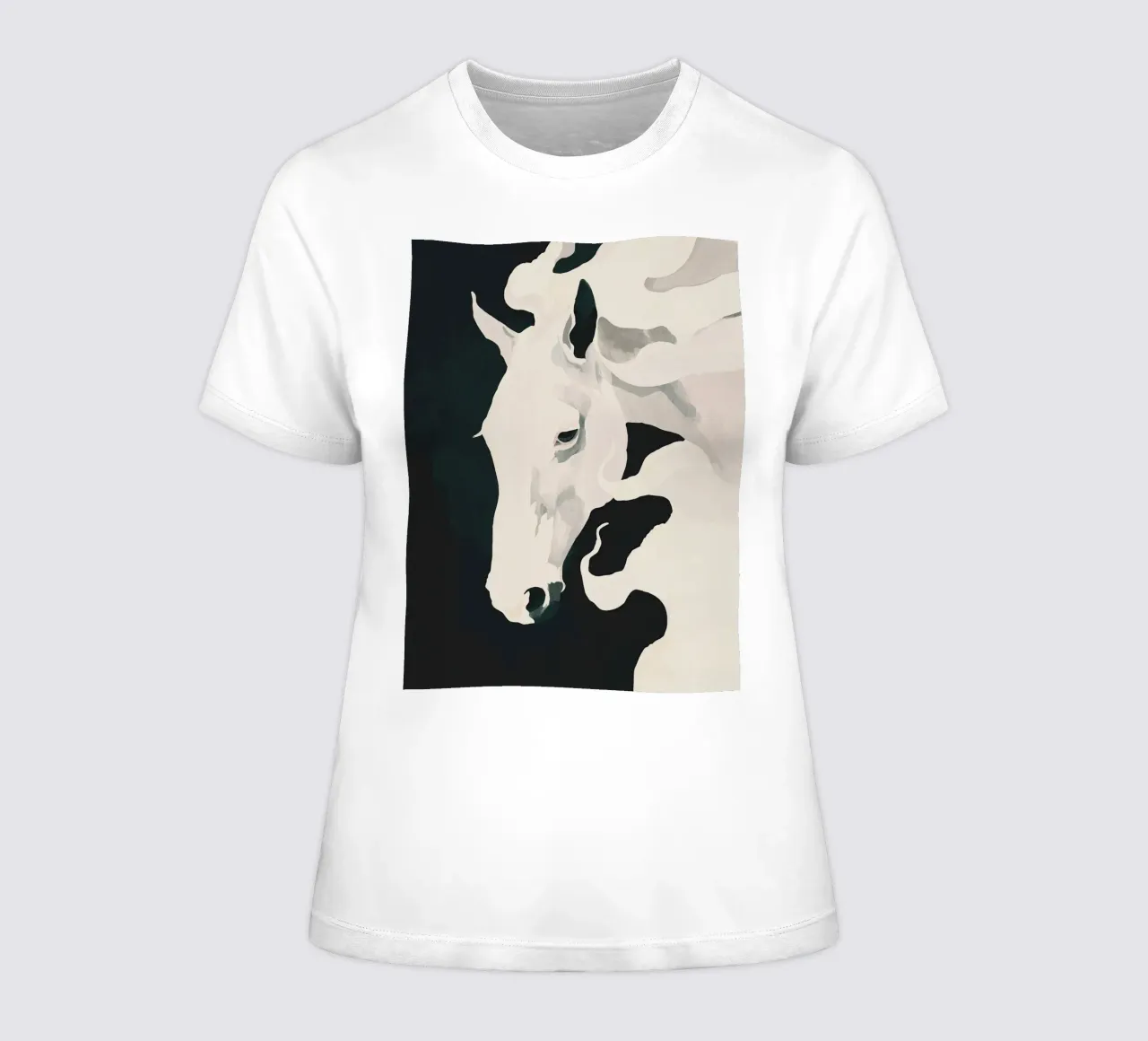 White Horse women's fitted t-shirt by ThingDesign