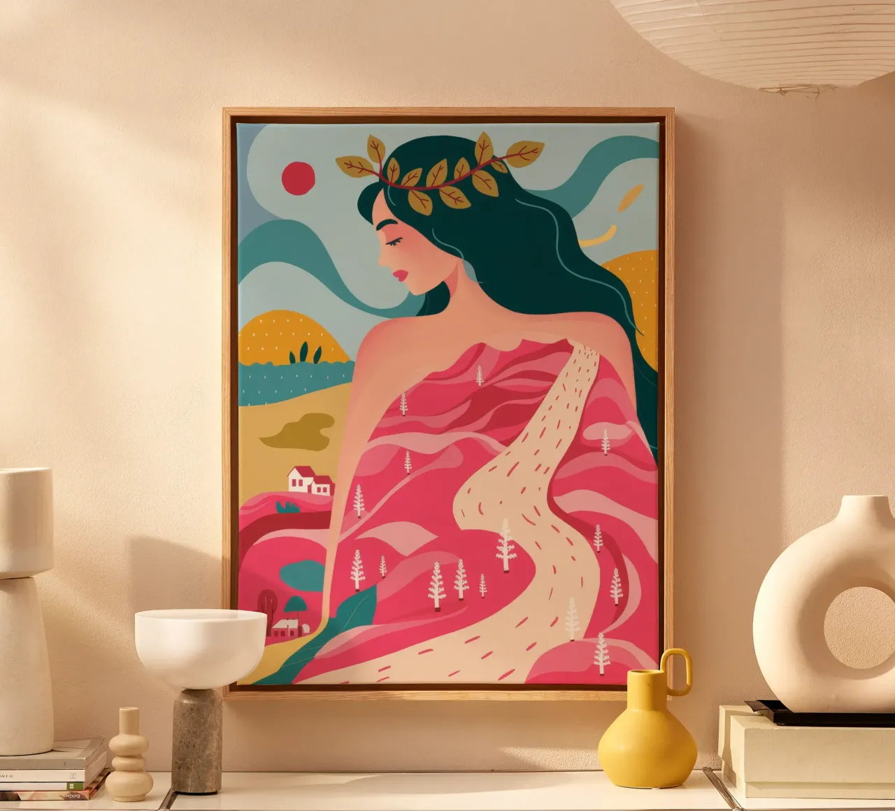 Gelassene Decke Umarmung Leinwand mit Schattenfugenrahmen von Ivory Frame