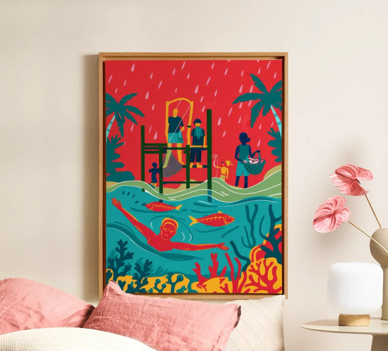 Mystical Pier Scene tela con Cornice a cassetta da Ivory Frame