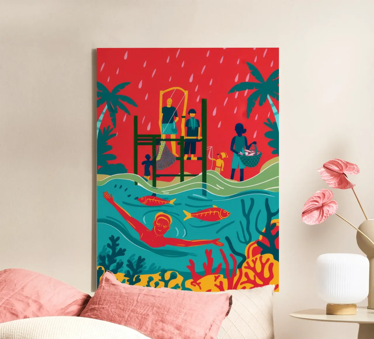 Mystical Pier Scene tela con Cornice a cassetta da Ivory Frame