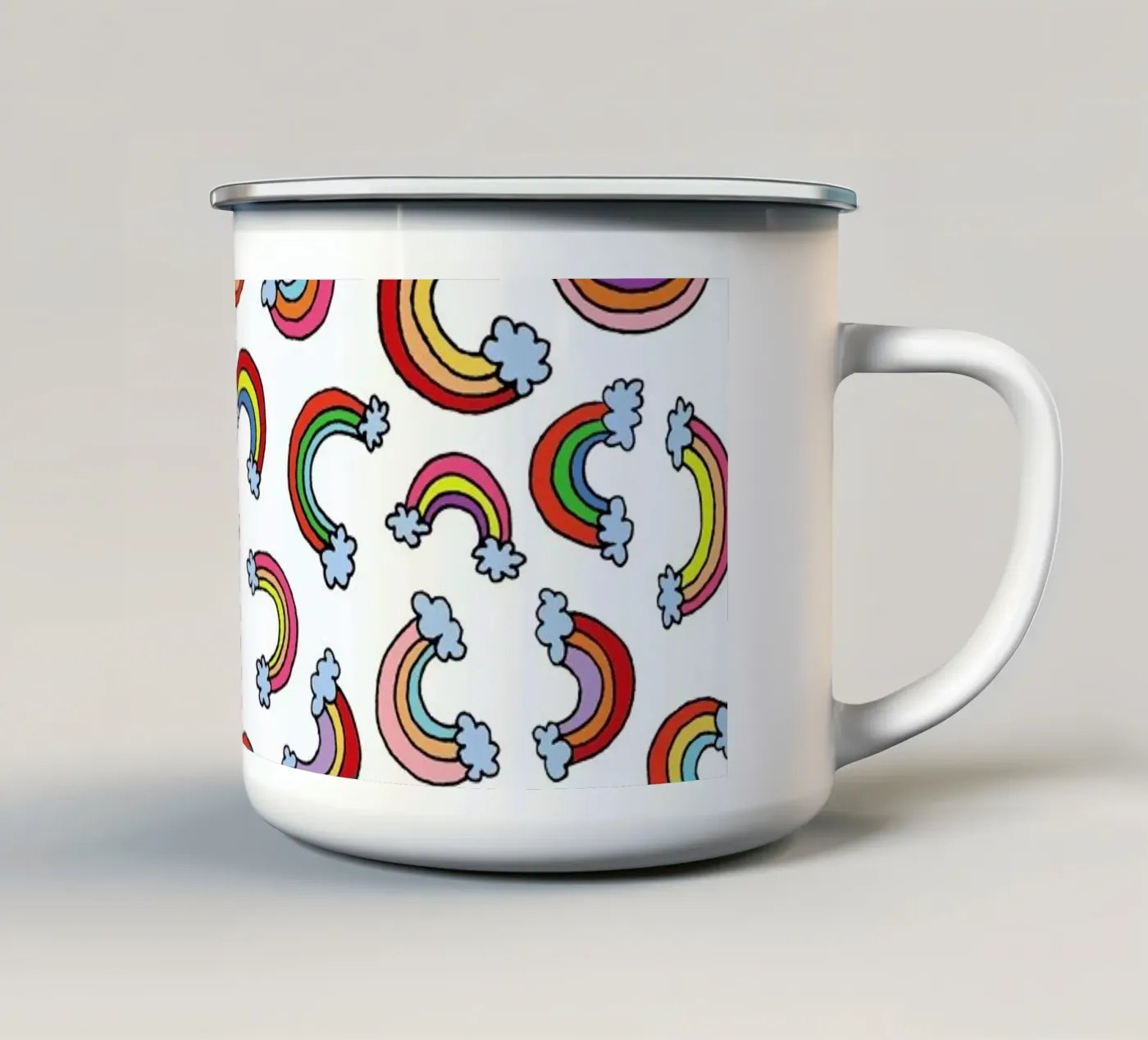 Rainbow Pattern enamel mug by KP Design