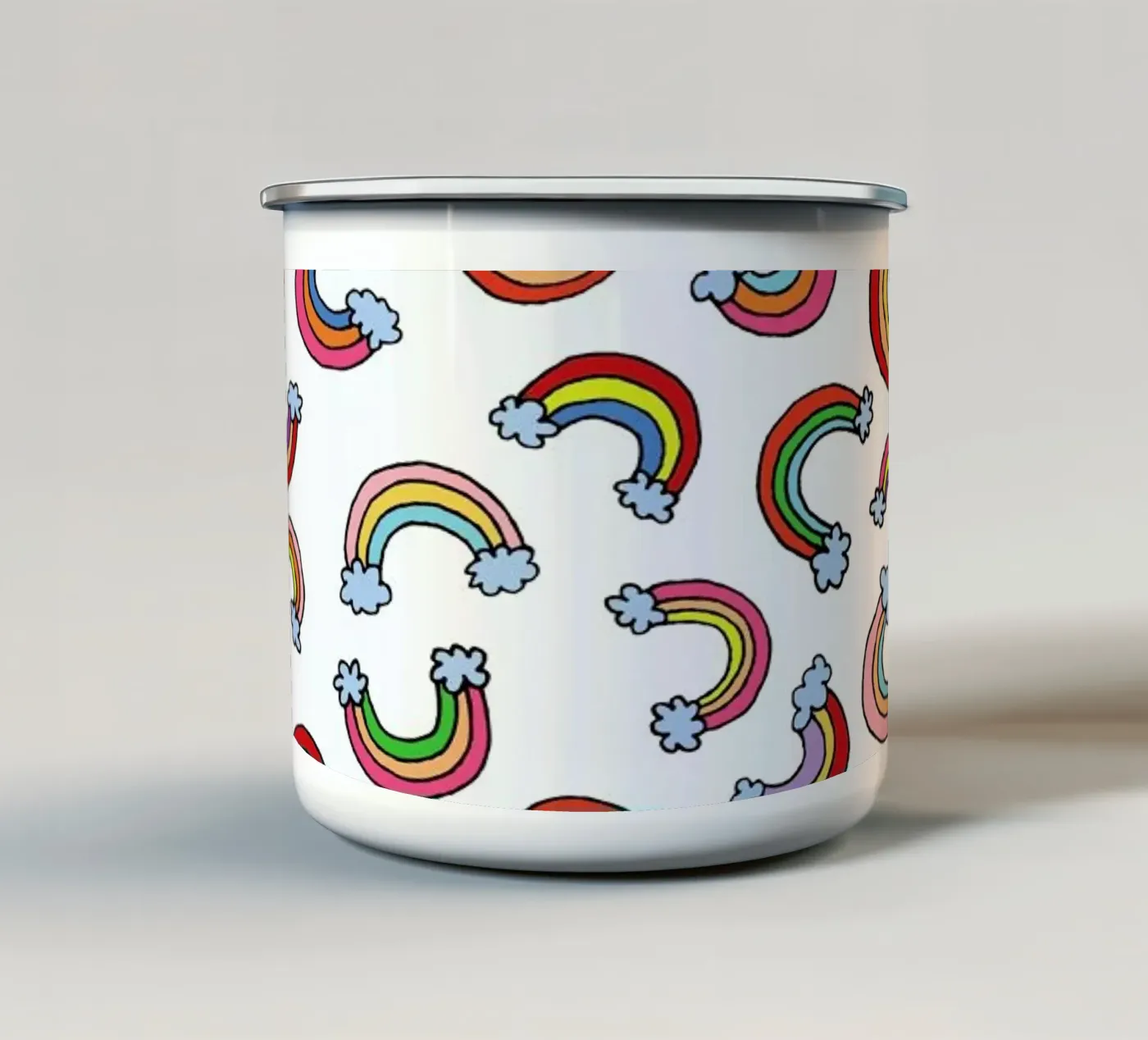 Rainbow Pattern enamel mug by KP Design