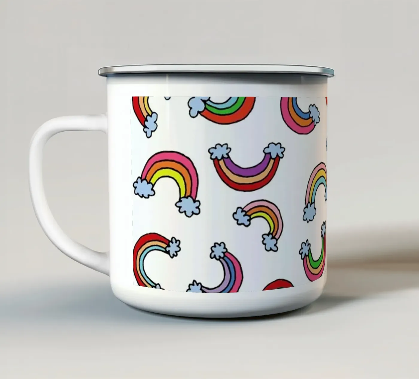 Rainbow Pattern enamel mug by KP Design