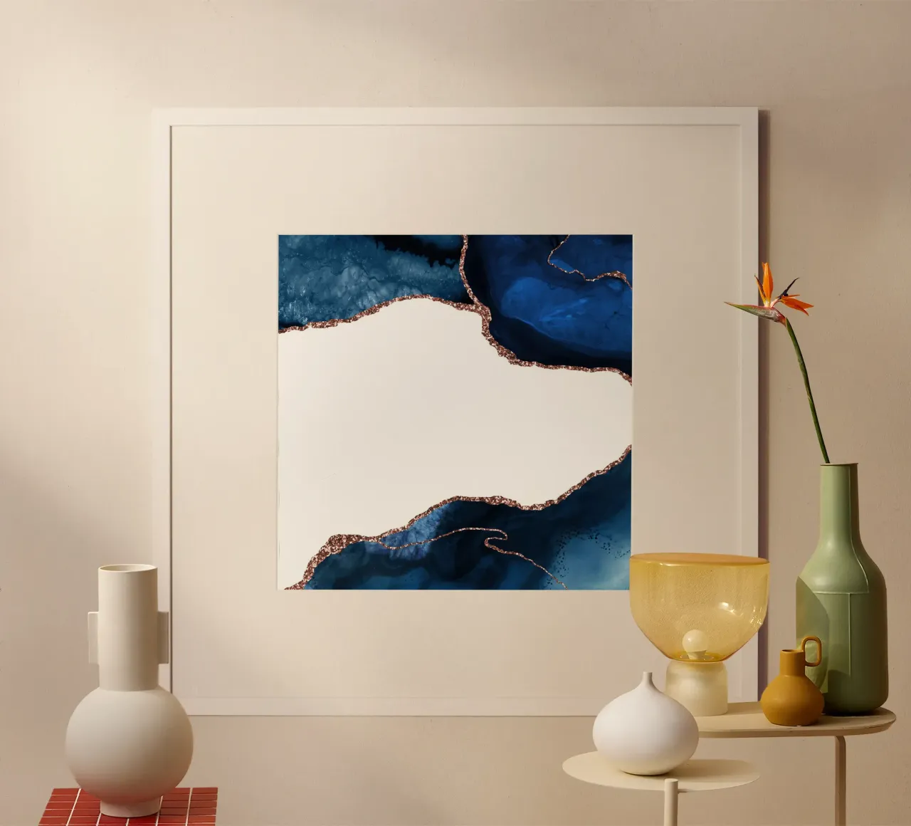 Marine & Roségoud Agaat Textuur 25 poster met kunststof frame van Gemstone Textures