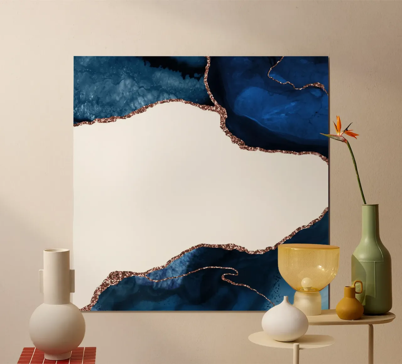 Marine & Roségoud Agaat Textuur 25 poster met kunststof frame van Gemstone Textures