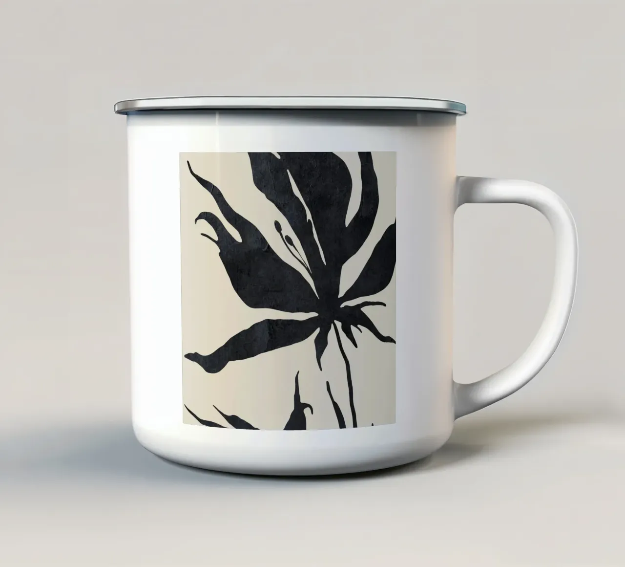 Monochrome bloei emaille mok van ThingDesign