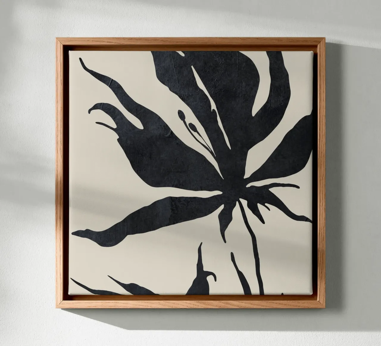 Monochrome Bloom canvas with Floater frame by ThingDesign