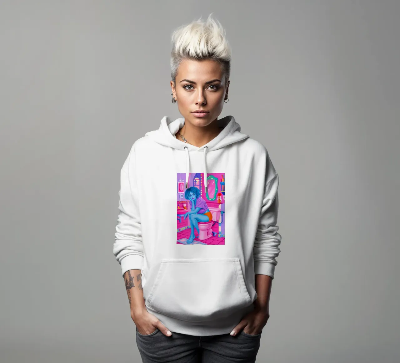 Bunte Badezimmer-Reflexion Hoodie von Ivory Frame