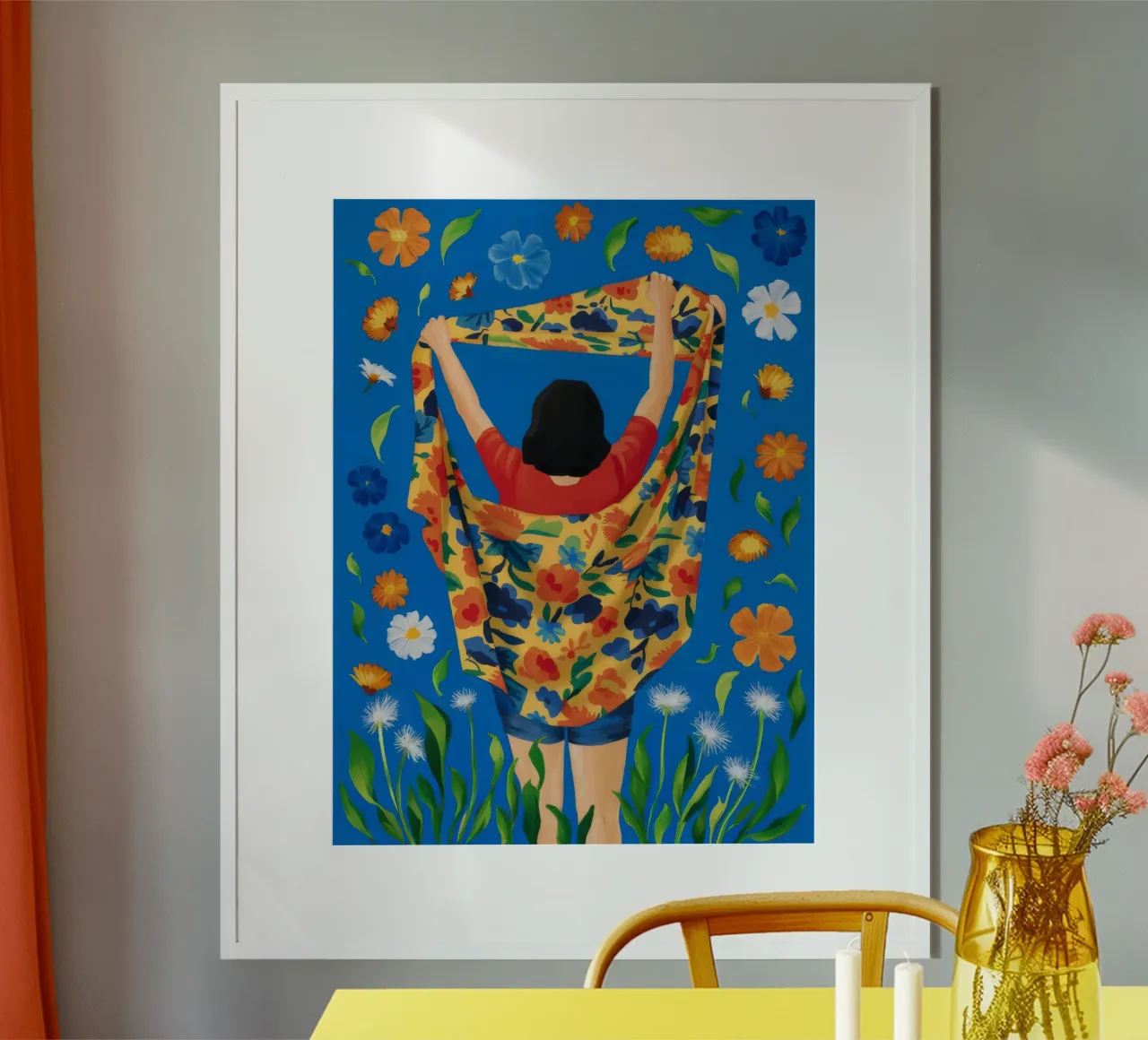 Celebrazione floreale in tessuto poster da Ivory Frame