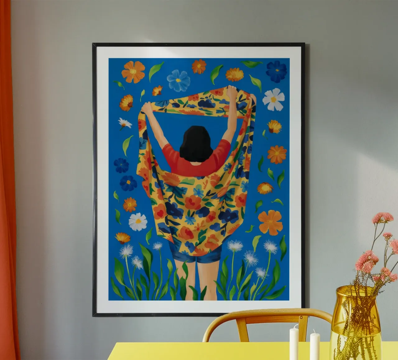 Celebrazione floreale in tessuto poster da Ivory Frame