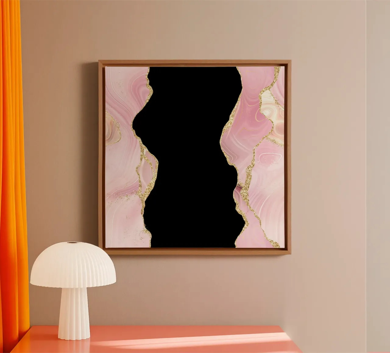 Agata glitterata rosa e oro Texture 01 tela con Cornice a cassetta da Gemstone Textures