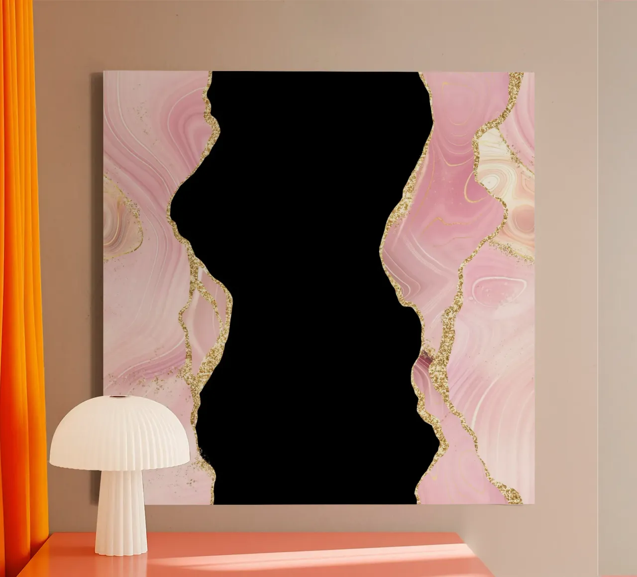 Agata glitterata rosa e oro Texture 01 tela con Cornice a cassetta da Gemstone Textures