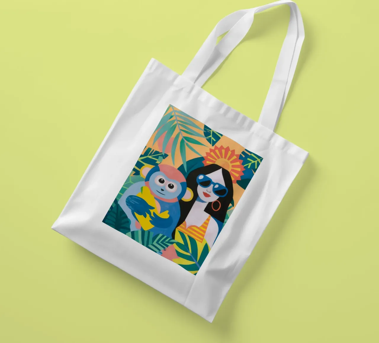 Tropical Monkey Embrace tote bag by Ivory Frame