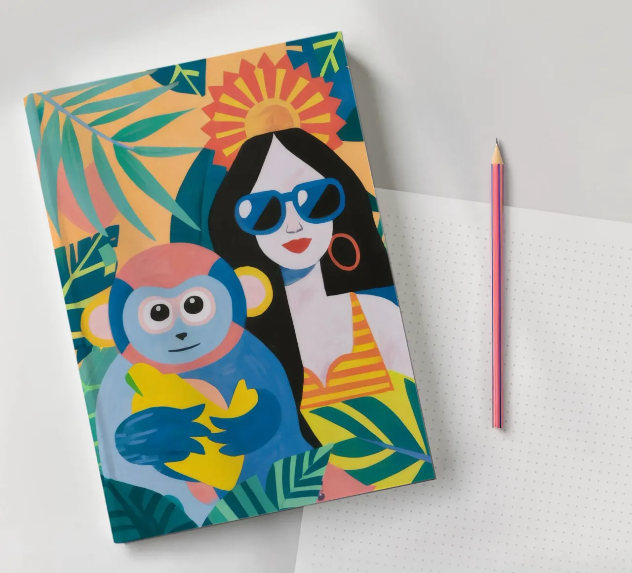 Tropical Monkey Embrace notebook by Ivory Frame