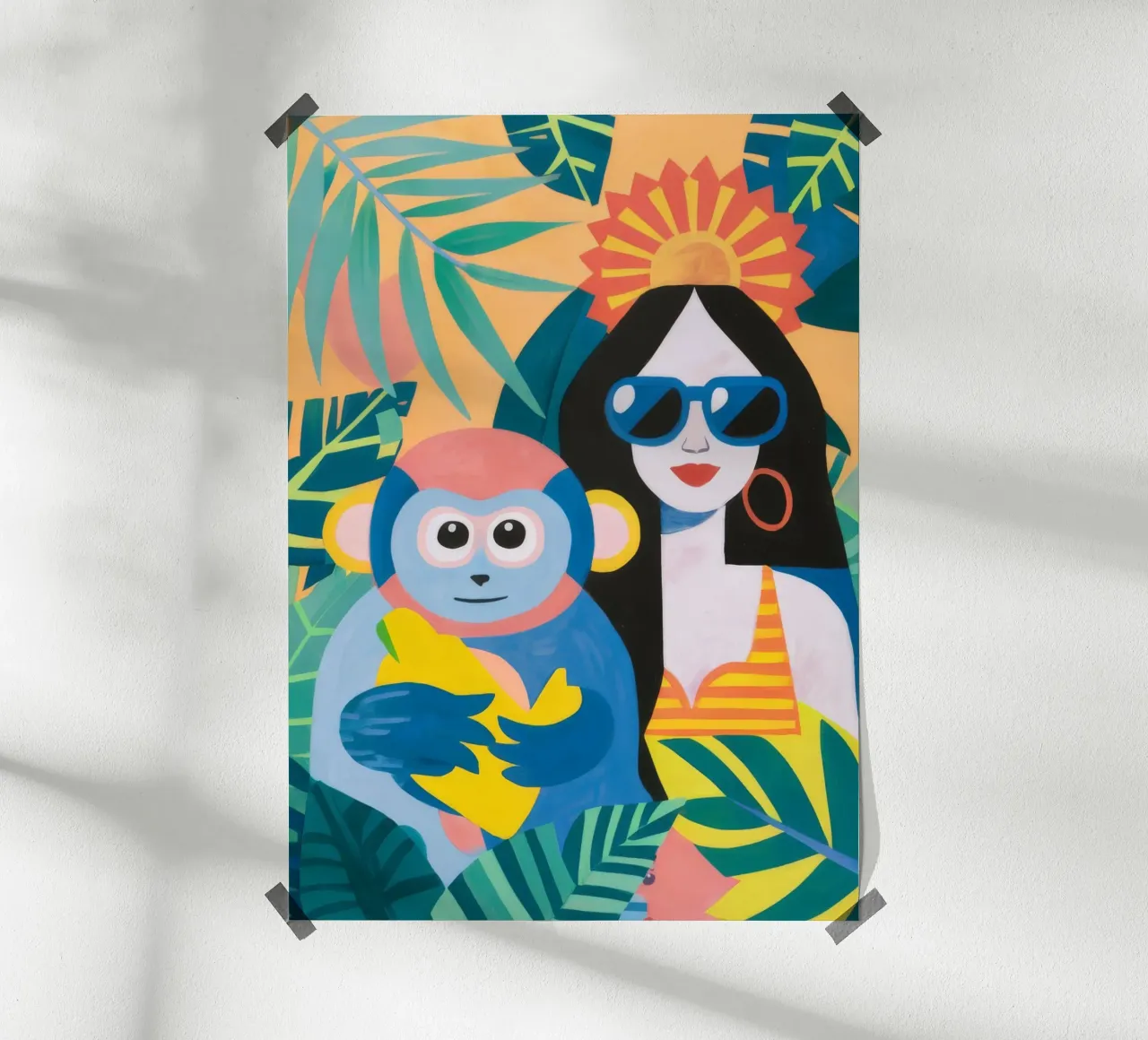 Abbraccio di scimmia tropicale carta hahnemühle da Ivory Frame