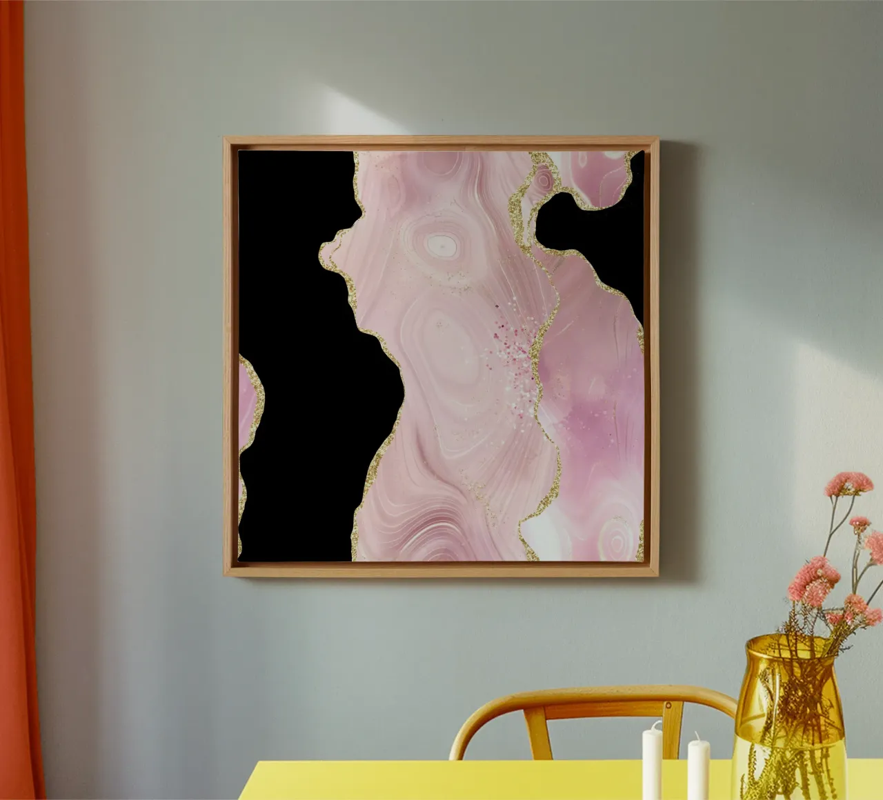 Agata glitterata rosa e oro Texture 02 tela con Cornice a cassetta da Gemstone Textures