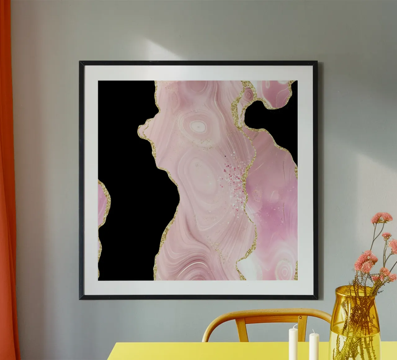 Agata glitterata rosa e oro Texture 02 poster da Gemstone Textures