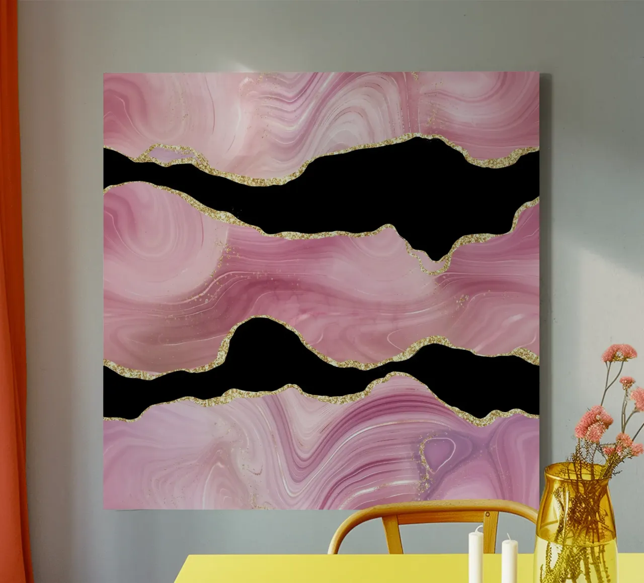 Agata glitterata rosa e oro Texture 04 tela con Cornice a cassetta da Gemstone Textures