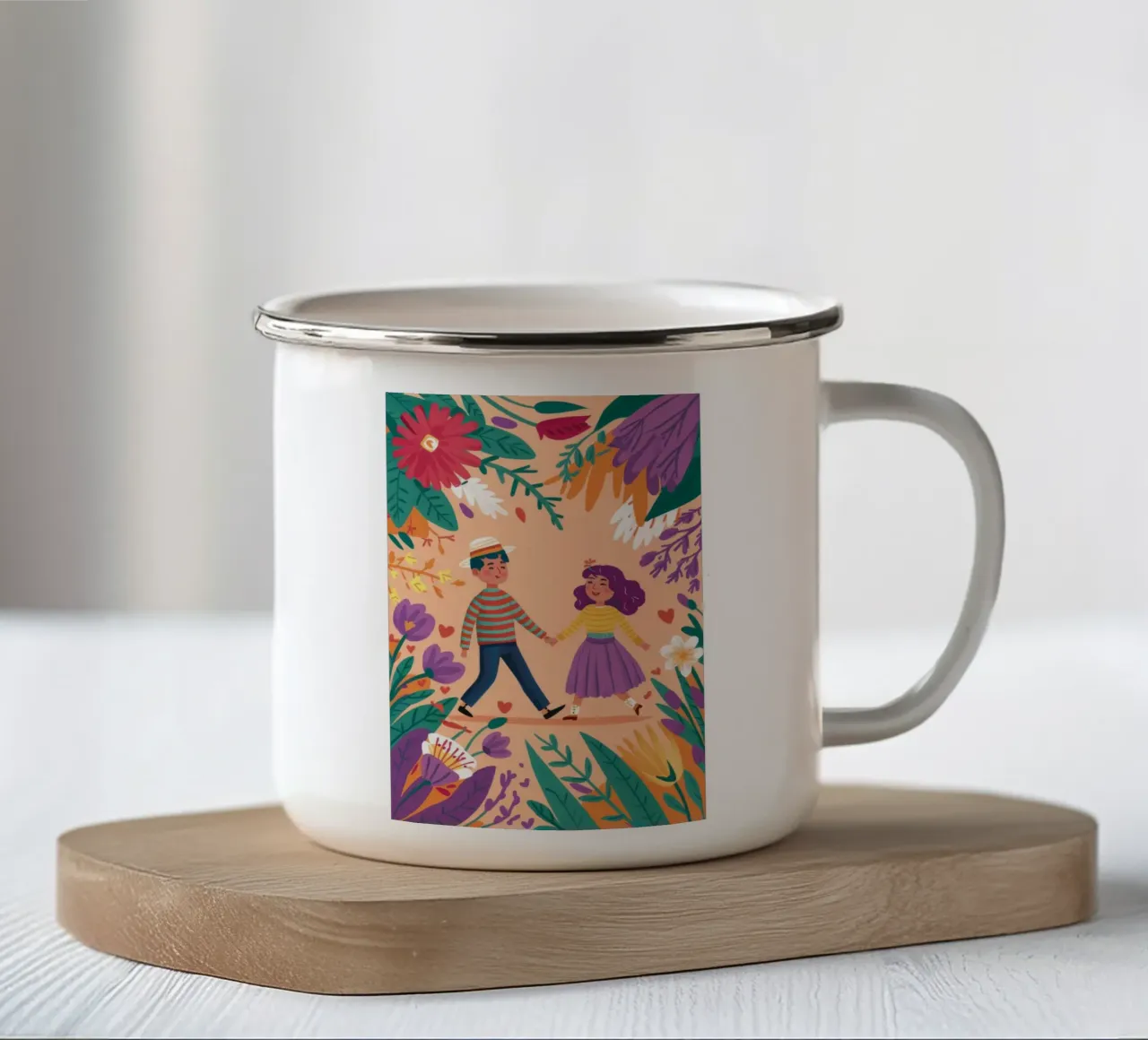 Passeggiata nella foresta incantata tazza in smalto da Ivory Frame