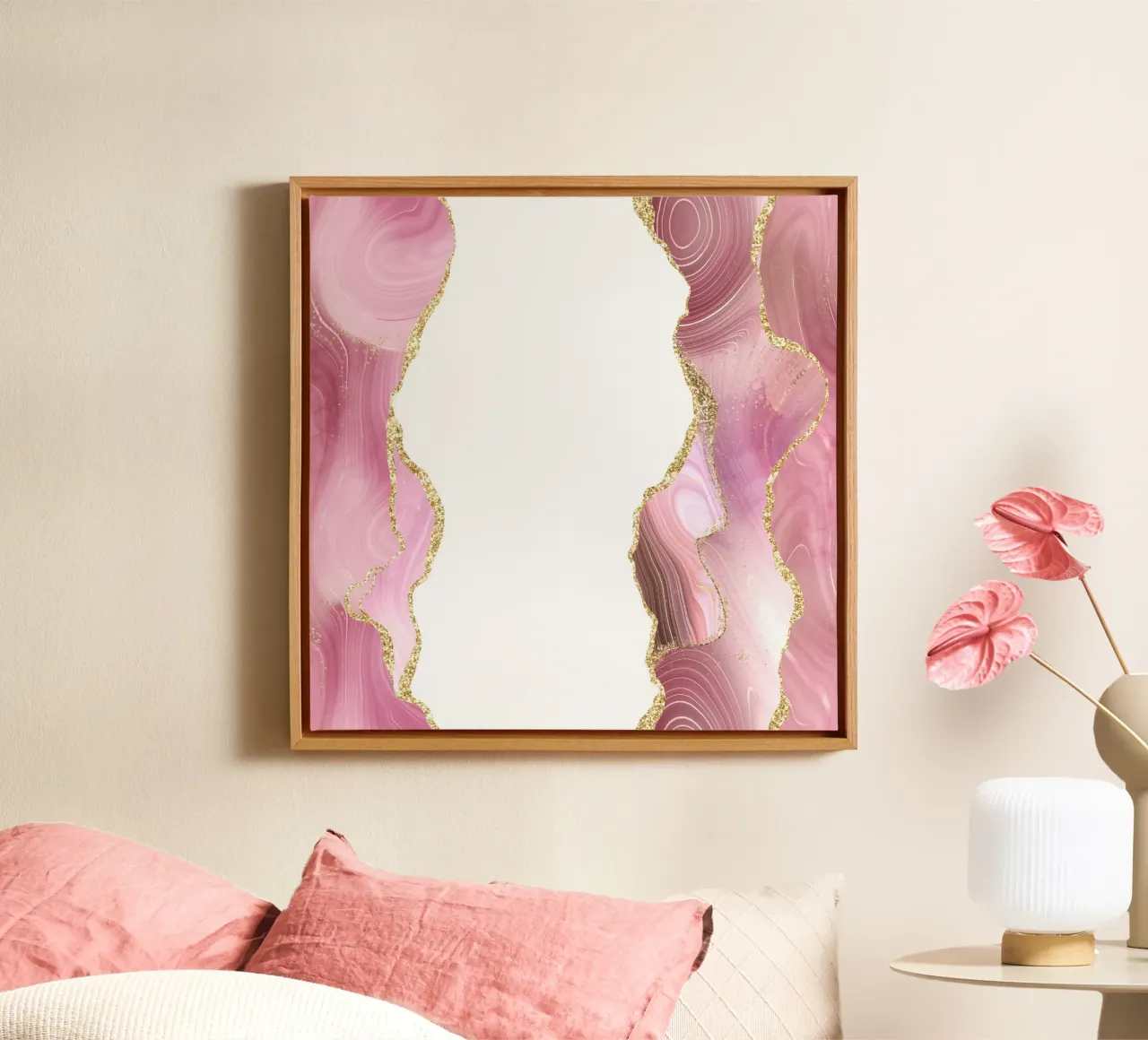 Agata glitterata rosa e oro Texture 06 tela con Cornice a cassetta da Gemstone Textures