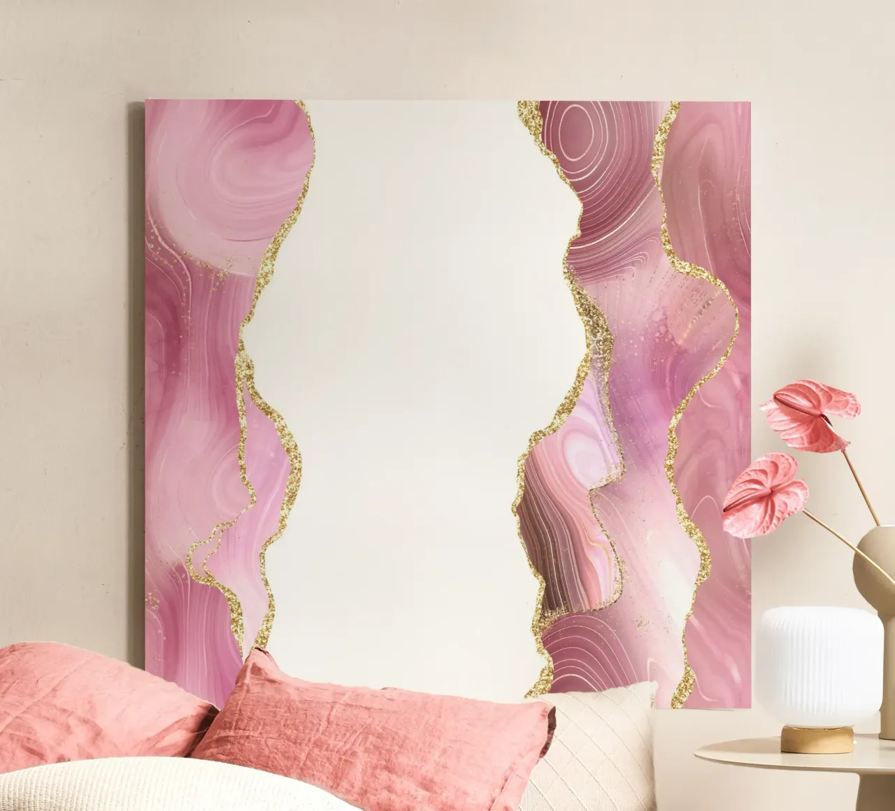 Agata glitterata rosa e oro Texture 06 tela con Cornice a cassetta da Gemstone Textures