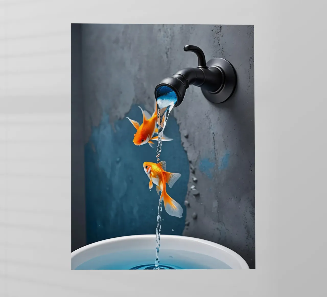 Wasserhahn spuckt Goldfische pellicola backlit da kosinsart.gallery