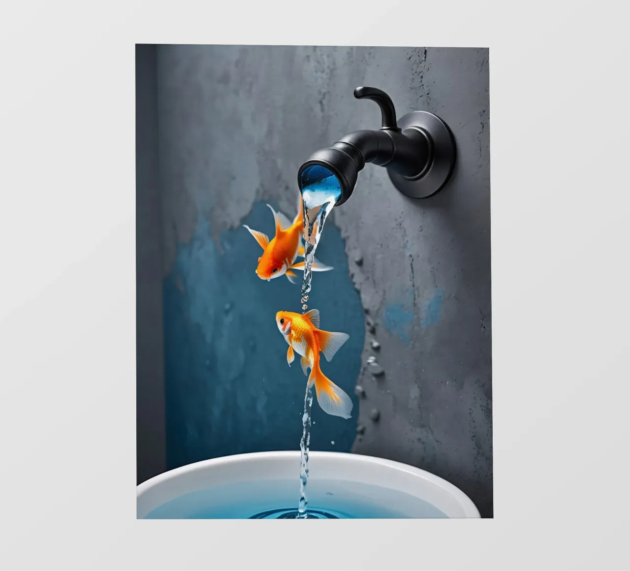 Wasserhahn spuckt Goldfische pellicola backlit da kosinsart.gallery